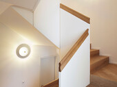 Both the flights of stairs and the stair landing were made of wooden structure